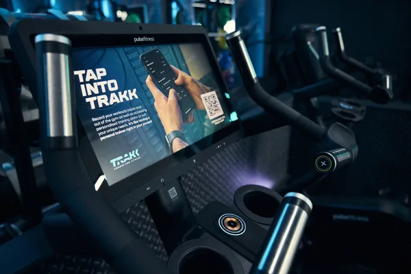 TRAKK connected fitness screen on Pulse Fitness equipment at M Club