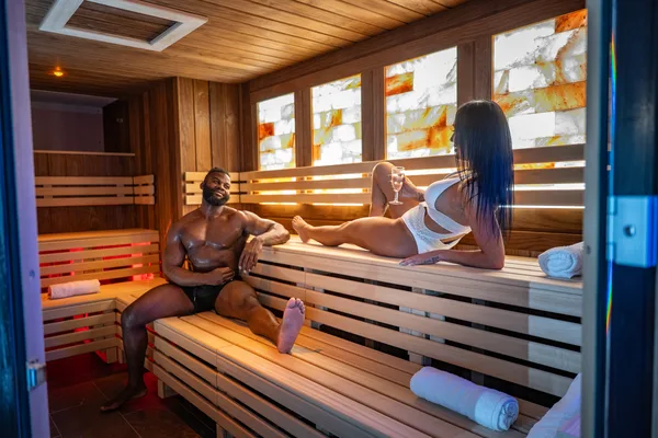 Luxury salt sauna with Himalayan salt walls at M Spa Platinum