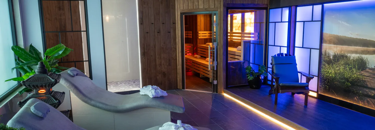 Spa facilities at M Club, Staffordshire — sauna, steam room and hydrotherapy