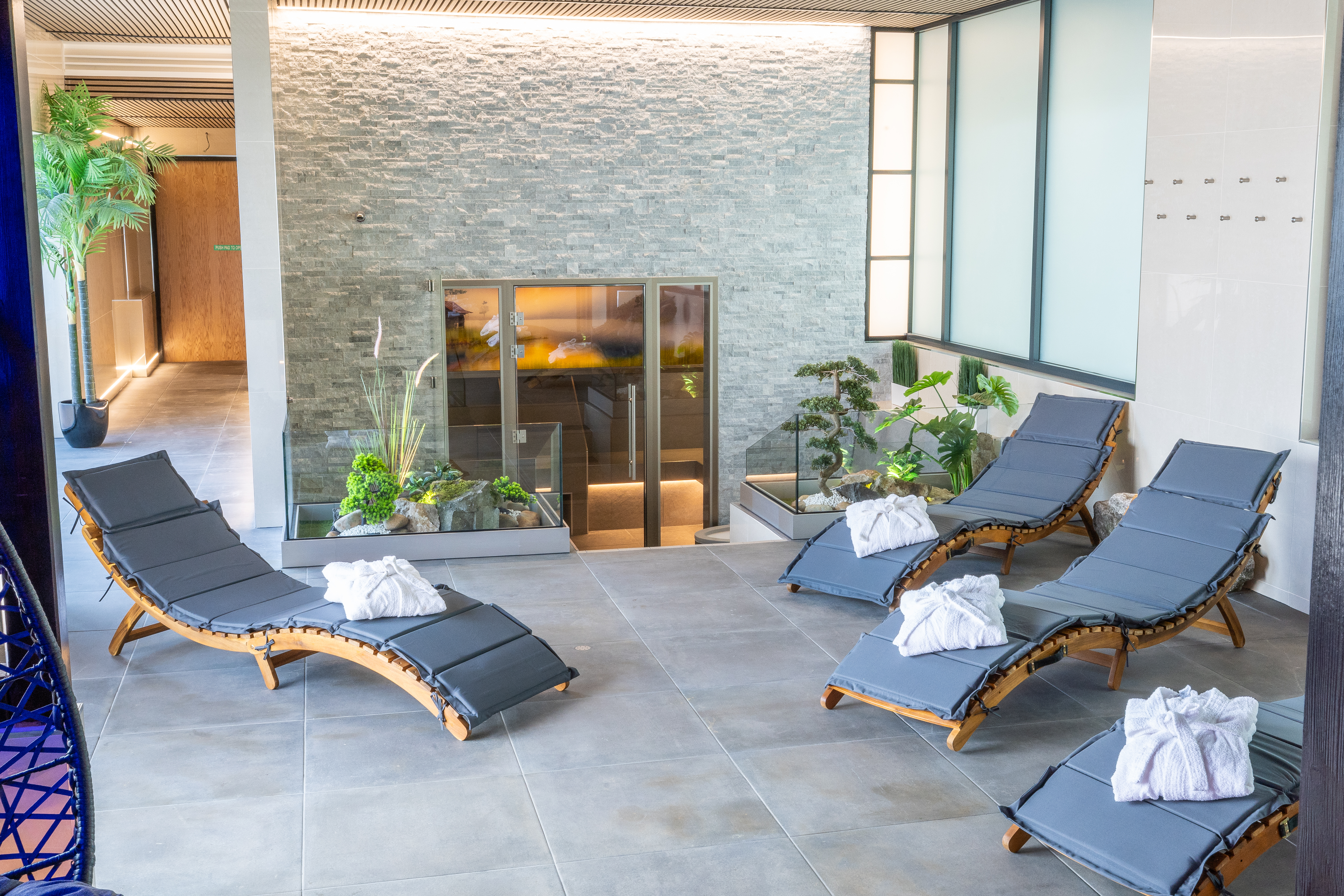 Zen garden and loungers at M Spa Platinum, M Club Newcastle