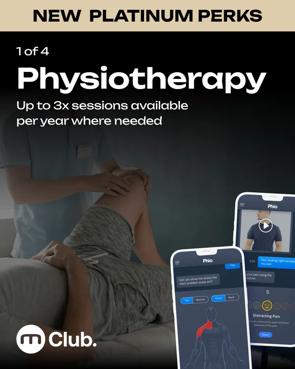 Physiotherapy, up to 3 sessions per year, digital and in-person within 5 miles