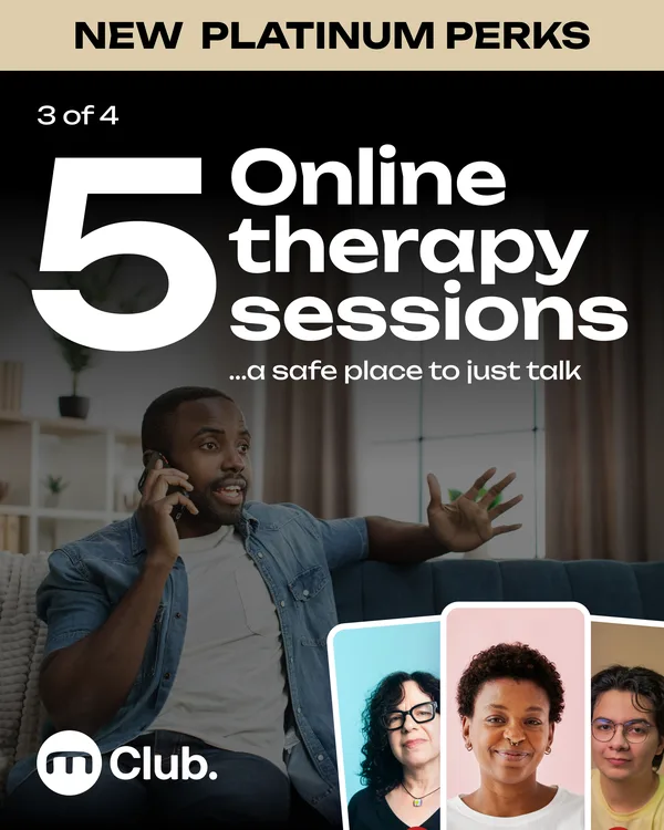 5 online therapy sessions per year, confidential professional mental health support