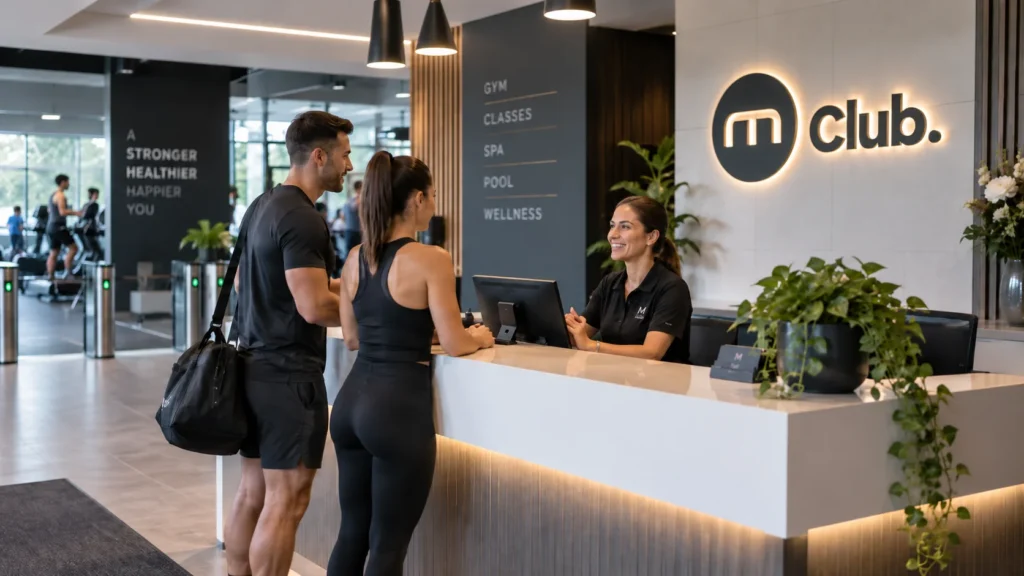M Club reception area where new members can book a free gym tour